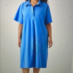 Eileen Fisher washed Organic Cotton Poplin blue Dress.